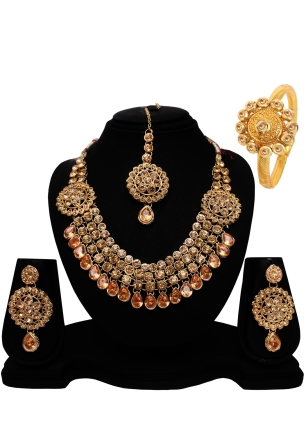 Gold Stone Necklace Set