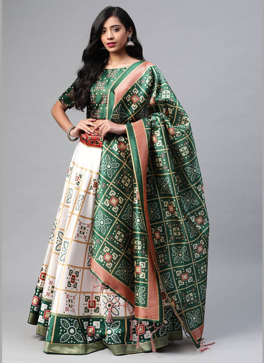Buy Indian Lehenga - Off White Embroidery Jacket Style Traditional Lehenga  Choli