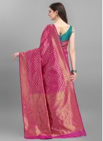 Green and Pink Festival Shaded Saree