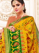 Green and Yellow Color Classic Designer Saree