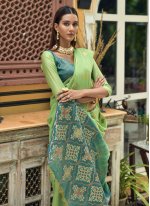Green Chanderi Weaving Classic Sari
