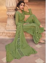 Green Embroidered Georgette Designer Pakistani Salwar Suit