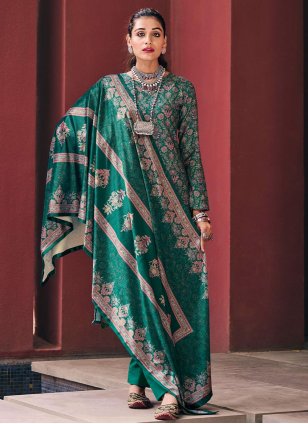 Green Pashmina Digital Print Salwar suit