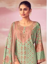 Green Pashmina Digital Print Trendy Salwar Suits