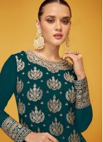 Green Pure Georgette Embroidered Readymade Salwar Kameez
