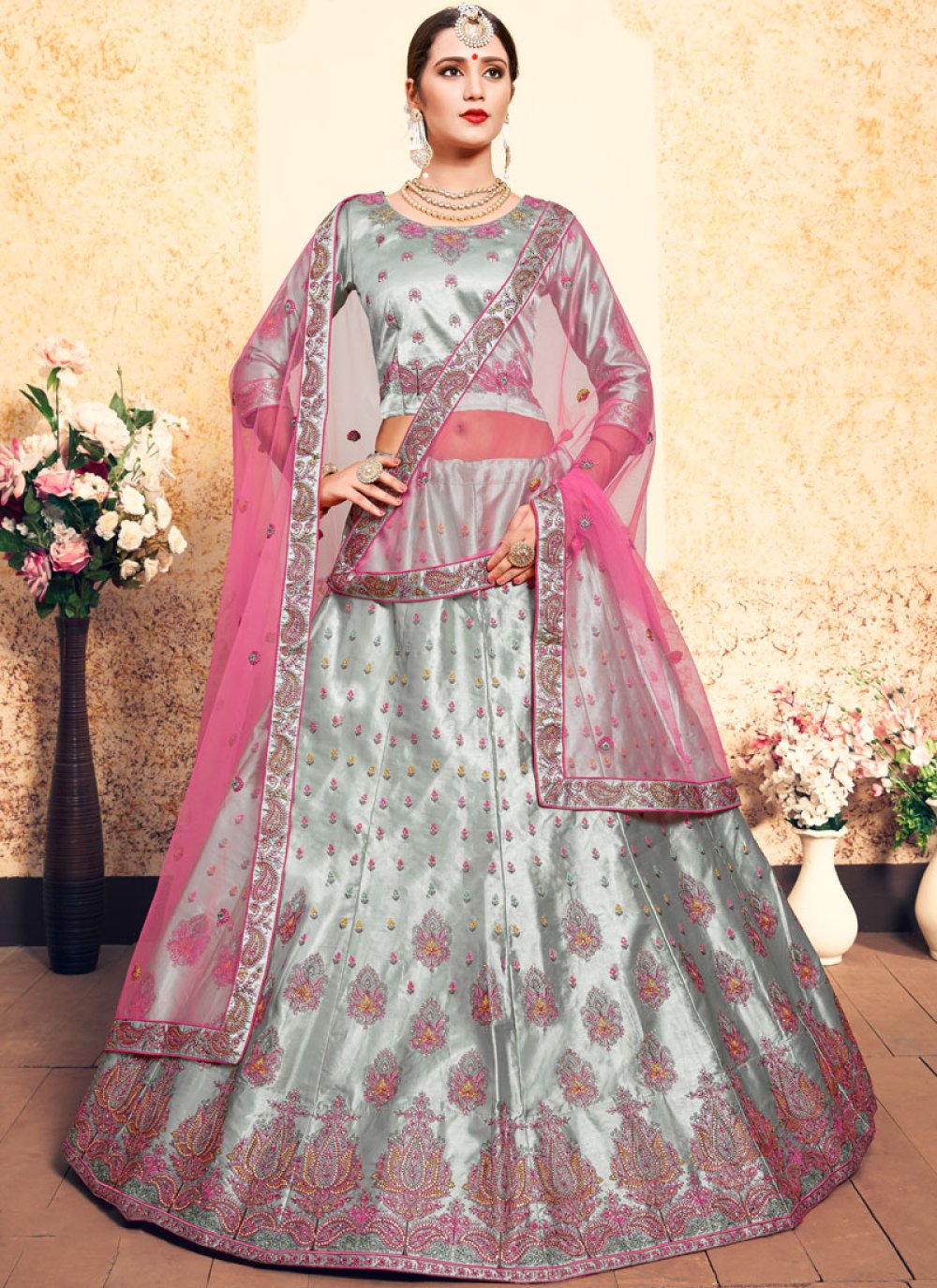 Buy Grey color net designer Indian wedding lehenga in UK, USA and Canada |  Indian bridal dress, Indian wedding gowns, Indian wedding lehenga