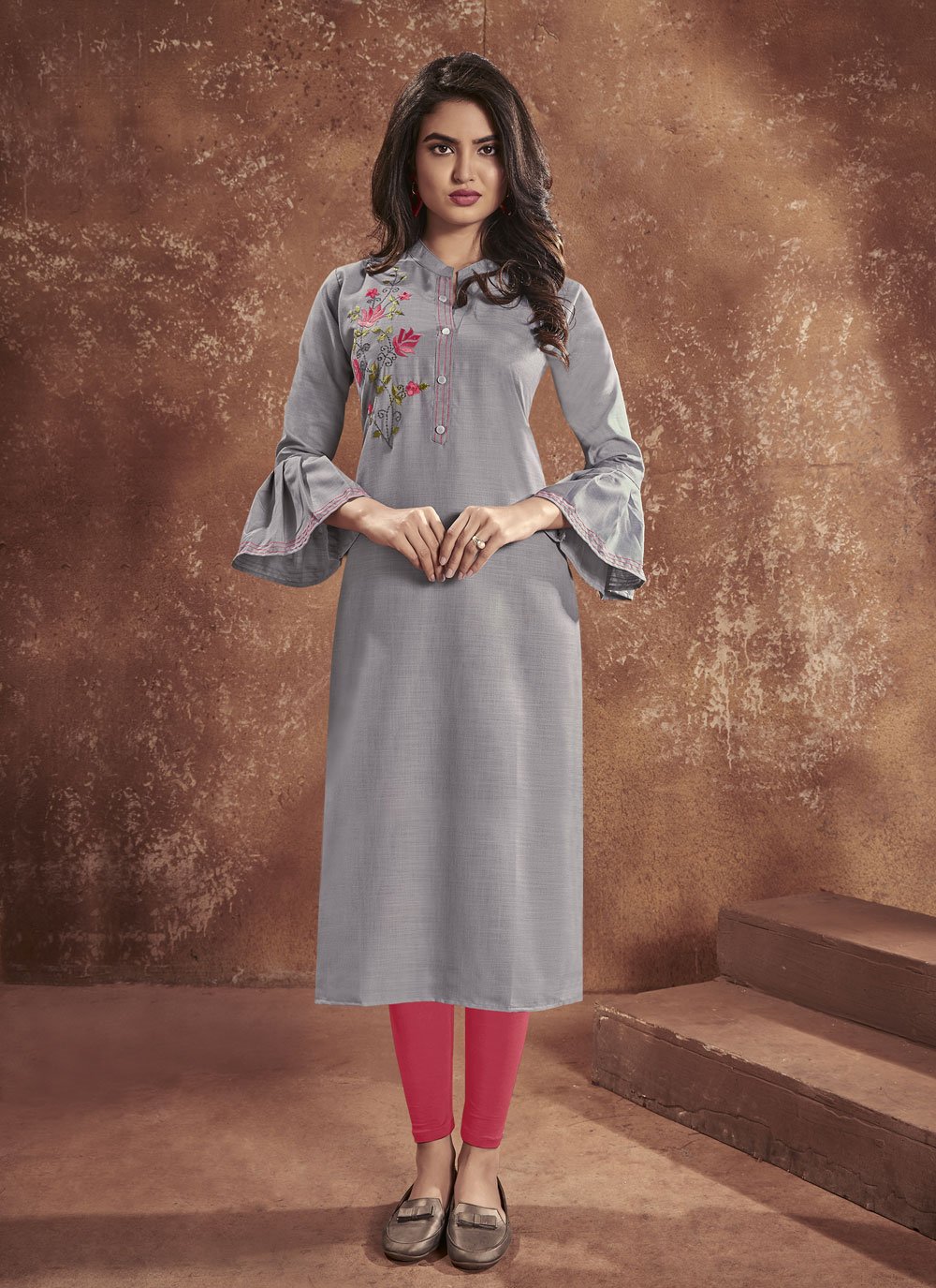 Buy Pink Cotton Cambric Printed Polka Bell Sleeve Kurta And Palazzo Set For  Women by Abbaran Online at Aza Fashions.