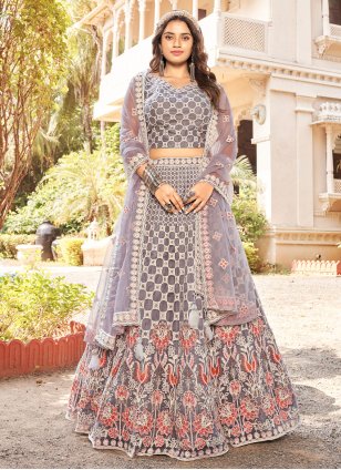 Grey Thread Embellished Georgette Indian Designer Lehenga Choli : r/Dresses