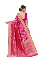 Hot Pink Woven Art Silk Weaving Trendy Saree