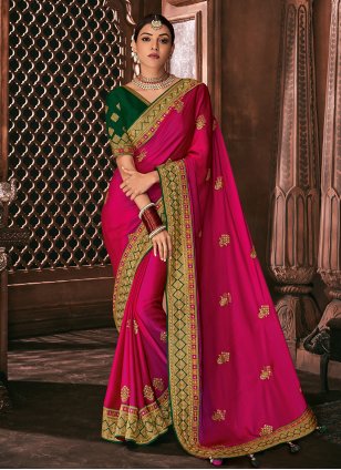 Regent Brown Silk Saree with Woven and Studed Silver Zari Border and Pallu  | The Silk Trend