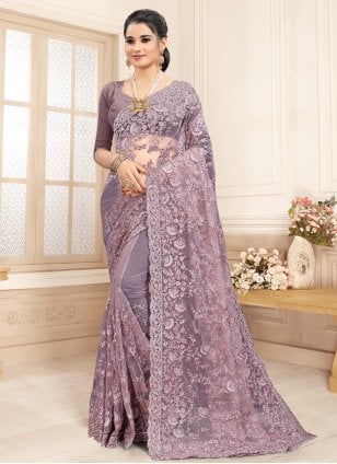Lavender Net Designer Saree