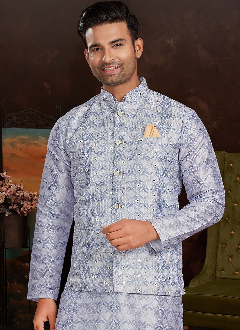 Golden Nehru Jacket for Men Indian Ethnic Jacket Wedding Jacket Small-xl |  eBay