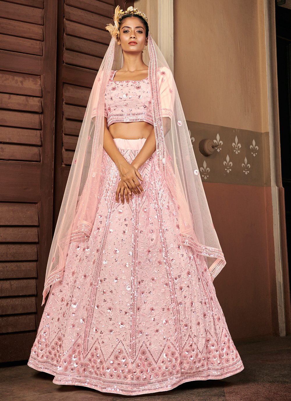 Buy Ravishing Pink Georgette Designer Lehenga Choli | Inddus.com
