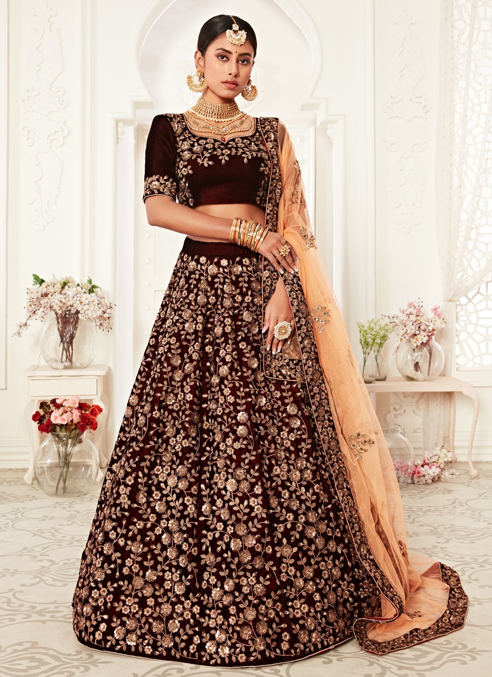 Buy Designer Sarees, Salwar Kameez, Kurtis & Tunic and Lehenga Choli.Grand  Warm Grey Lehenga Choli