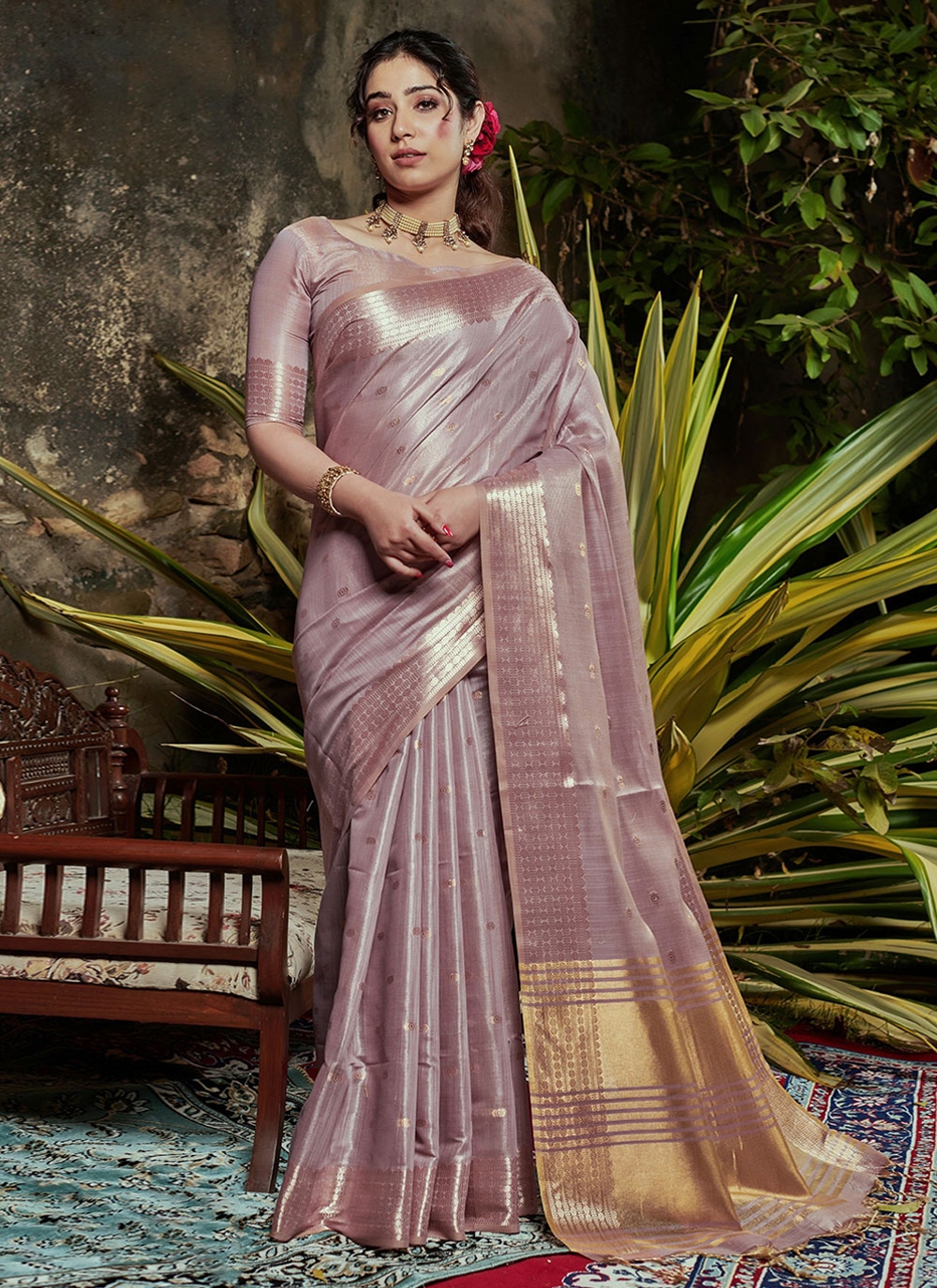 Bright Mauve Rose Designer Embroidered Silk Party Wear Saree | Saira's  Boutique