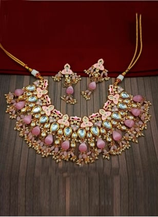 Mesmeric Multi Colour and Pink Ceremonial Necklace Set