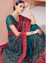 Morpich Georgette Embroidered Traditional Saree