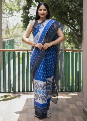 Multi Colour Cotton  Digital Print Classic Saree