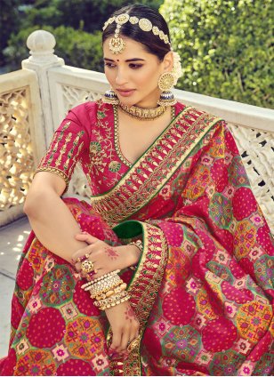 Multi Colour Handwork Patola Silk  Designer Traditional Saree