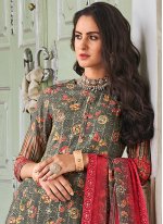 Multi Colour Muslin Embroidered Pakistani Salwar Suit