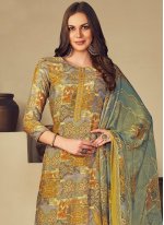 Multi Colour Muslin Embroidered Trendy Salwar Kameez