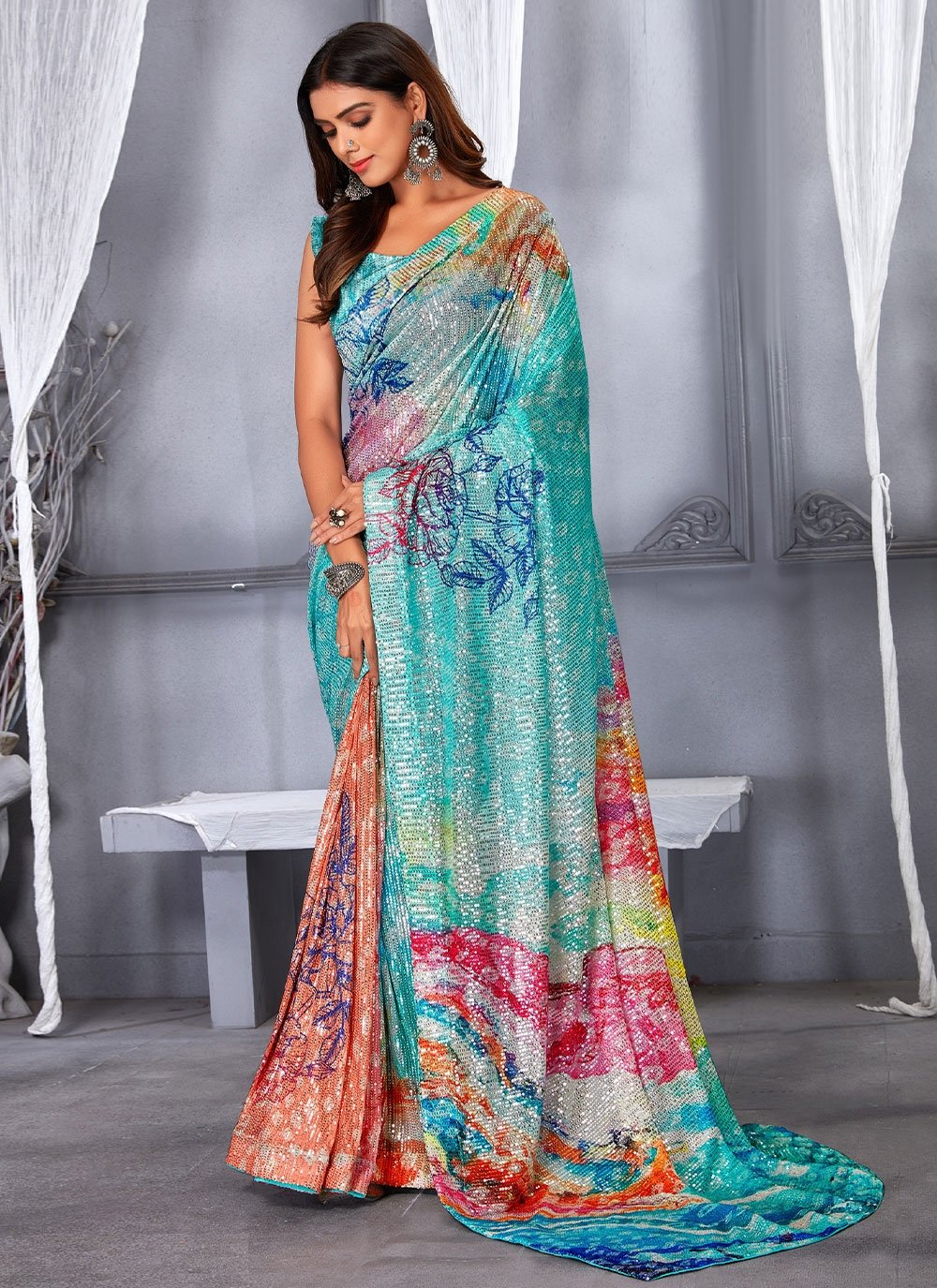 Designer Floral multi colour saree VT 5019