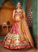 Multi Colour Wedding Silk A Line Lehenga Choli