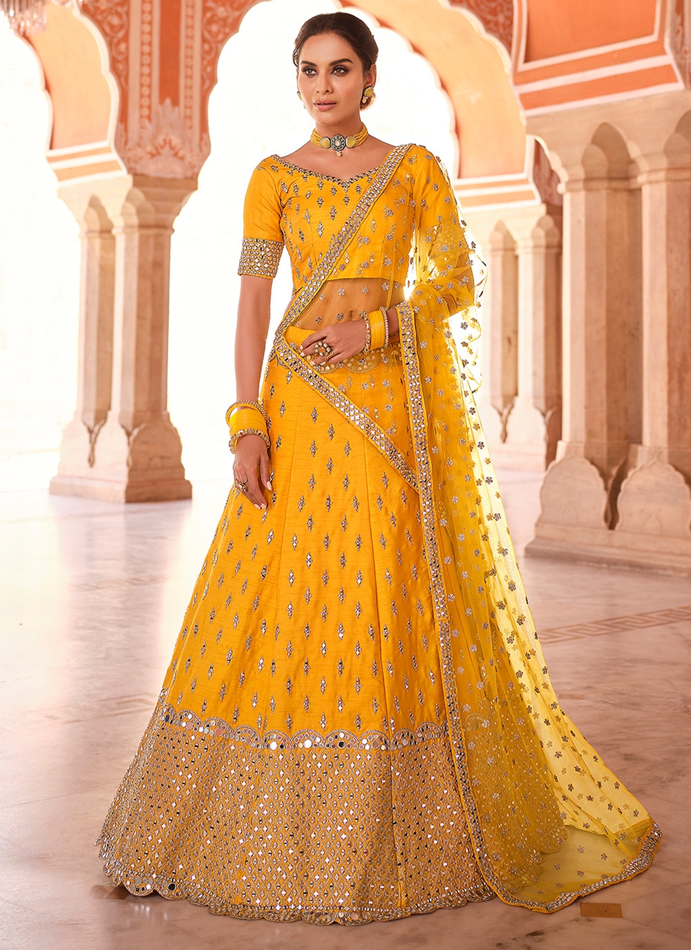 Mustard yellow Lehenga Set – Rimple & Harpreet | Bridal lehenga, Yellow  lehenga, Lehenga