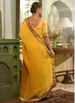 Mustard Chinon Embroidered Classic Sari