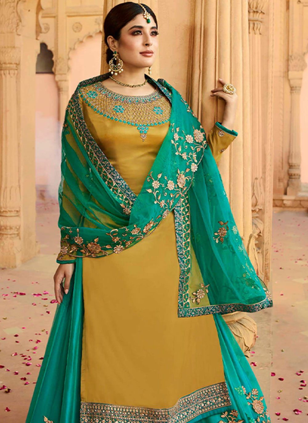 Green and Mustard Lehenga Choli | Buy Online – Roop Sari Palace
