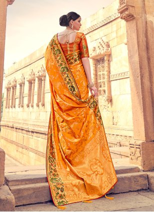 Mustard Silk Weaving Classic Sari