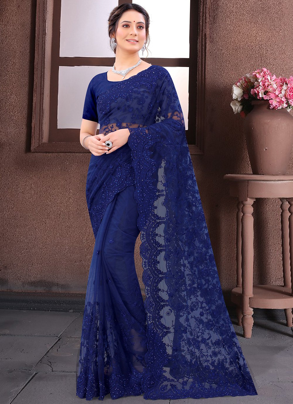 Bridal, Wedding Blue color Georgette fabric Saree : 1888479