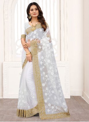 White Lehenga Choli Wedding Wear Lengha Sequin Skirt Top Sari Georgette  Dress | eBay