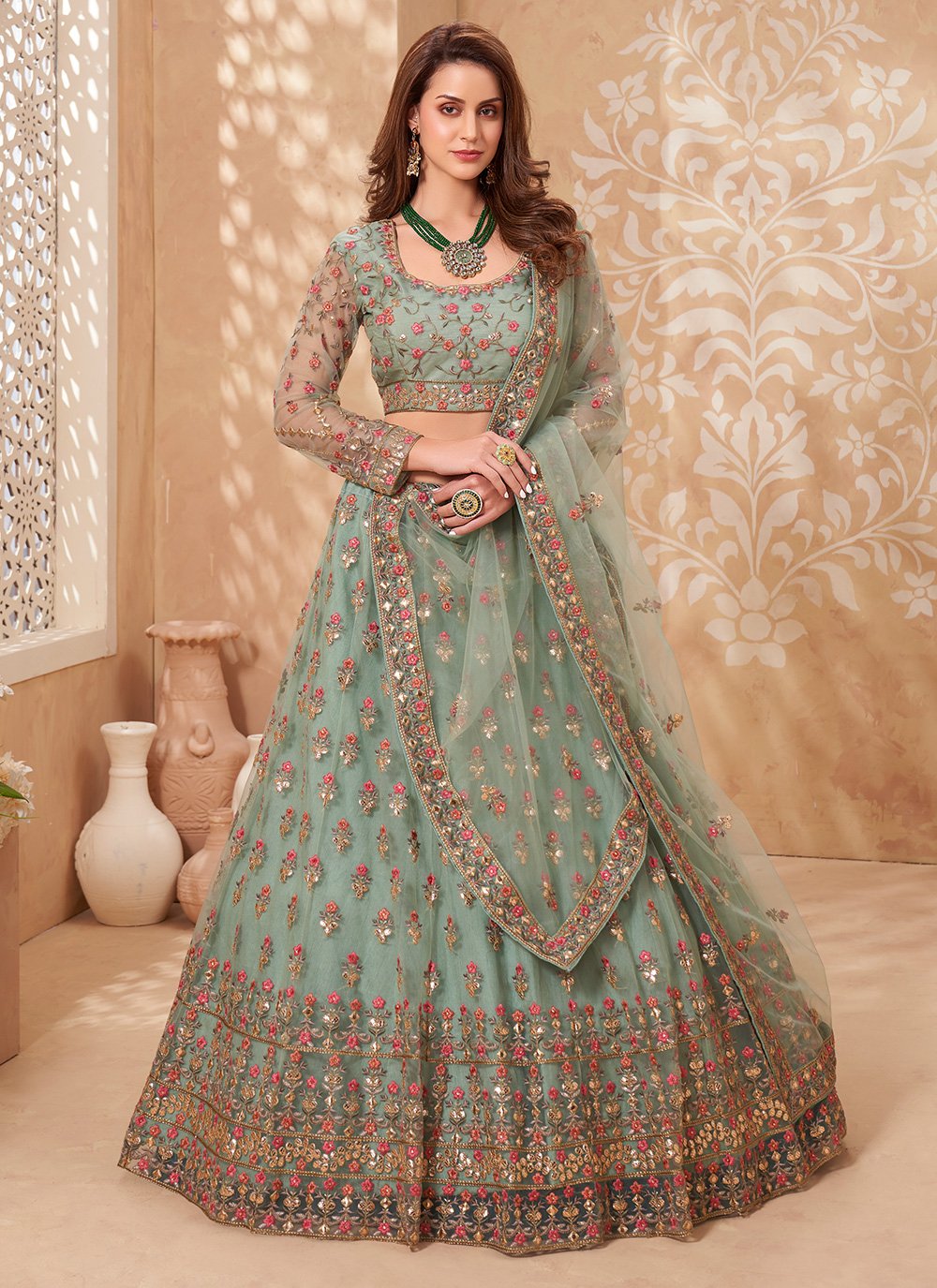 Buy Bridal Lehenga - Shaded Blue Beautifully Embroidered Lehenga Choli –  Empress Clothing