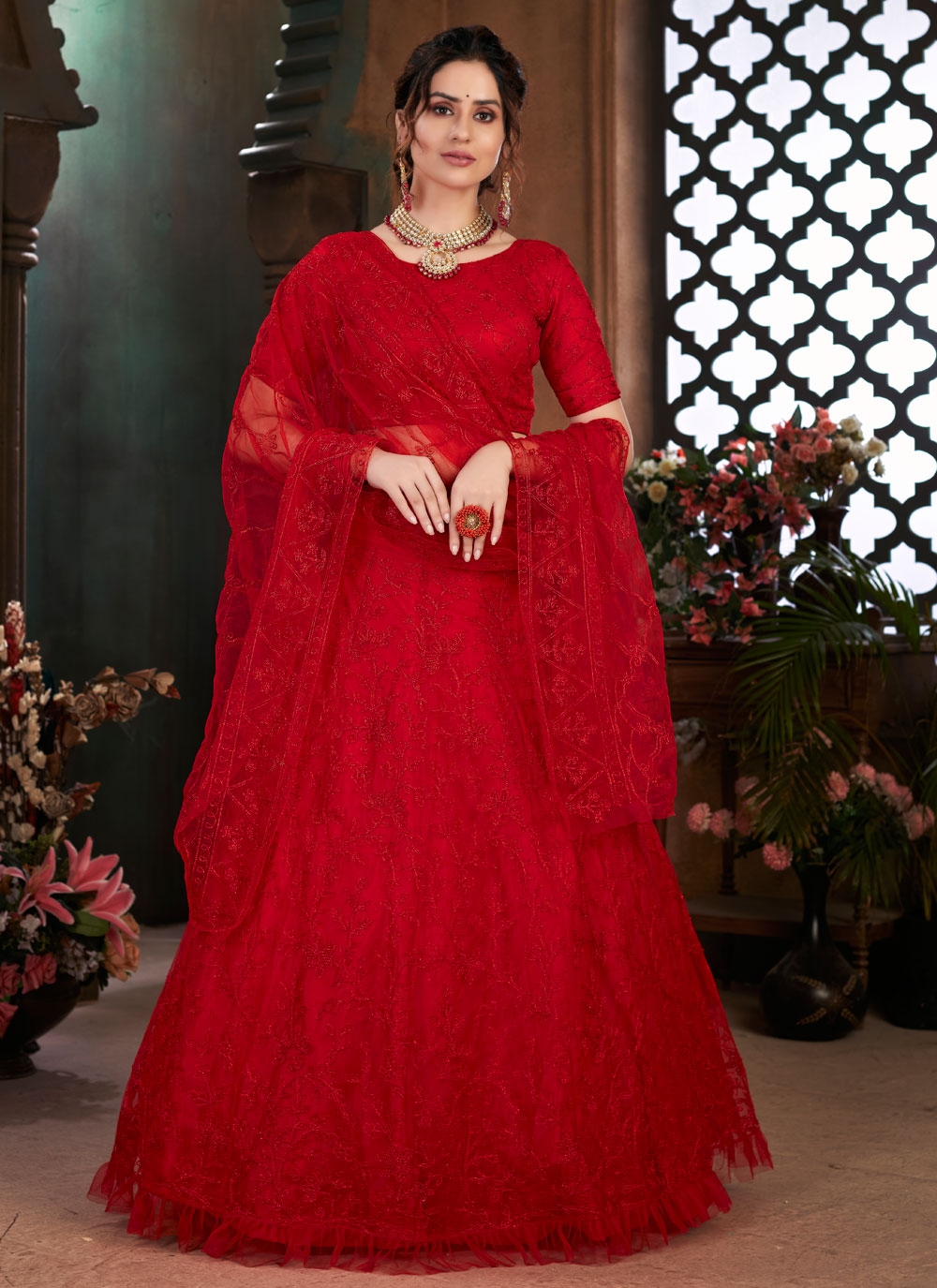 simple net red gown