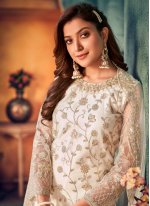 Off White Color Layered Salwar Suit