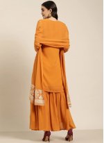 Orange Georgette Foil Print Pakistani Salwar Suit
