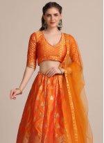 Orange Jacquard Woven Trendy Ghagra Choli