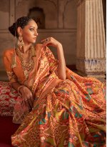 Orange Patola Silk Weaving Designer Saree