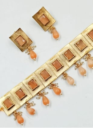 Orange Sangeet Necklace Set