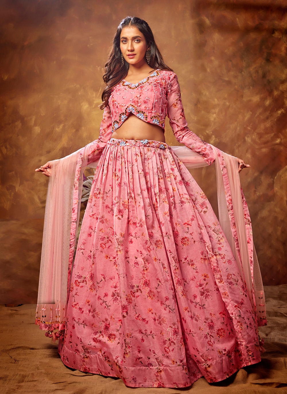 Navy Blue Organza Lehenga Set - Buy Designer Lehenga for Women Online in  India - Idaho Clothing