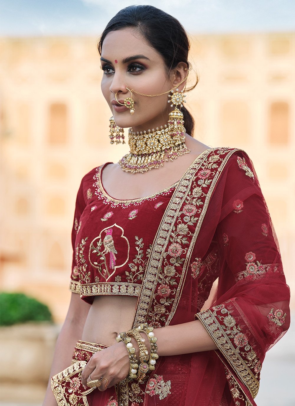 Shop Red Pakistani Bridal Velvet Lehenga Choli for Dulhan Online Shopping  for Girls & Women – HATKE BRIDE