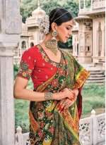 Patch Border Silk Contemporary Saree in Multi Colour