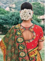 Patch Border Silk Contemporary Saree in Multi Colour