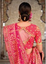 Peach and Pink Silk Wedding Shaded Saree