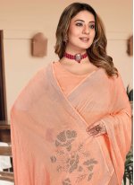 Peach Chiffon Stone Designer Sari