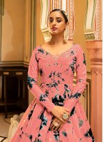 Peach Cotton  Embroidered Trendy Trendy Gown