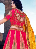Pink Banarasi Silk Embroidered A - Line Lehenga for Wedding & Party