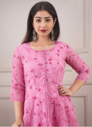 Pink Chanderi Festival Designer Gown