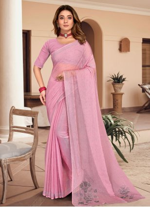 Pink Chiffon Stone Classic Sari
